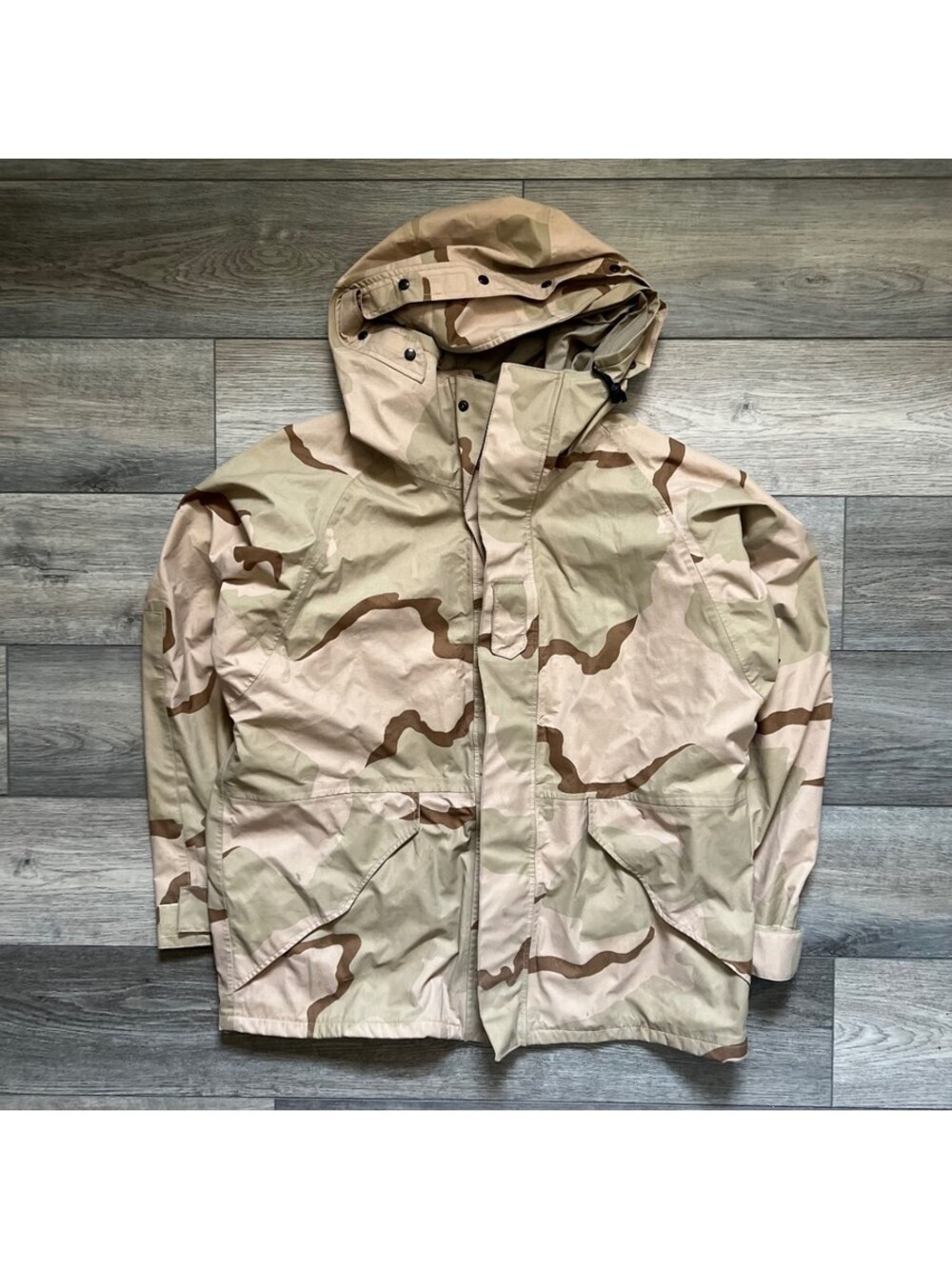 Military Parka Cold Weather Desert Camouflage Jacket Men's L Tan Beige
